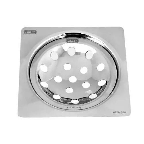 Chilly 90x90 mm Drainer/Jali Stainless Steel Glossy Finish Silver, SK-SFC-90