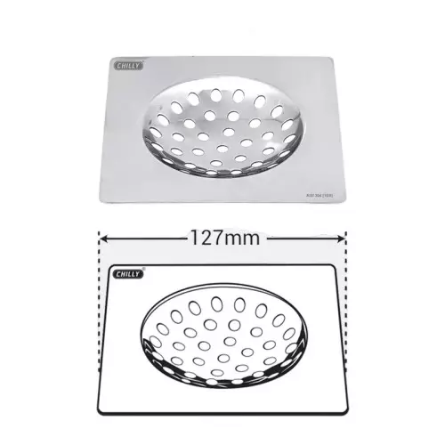 Chilly 127x127 mm Drainer/Jali Stainless Steel Matt Finish Silver, SS-FC-127