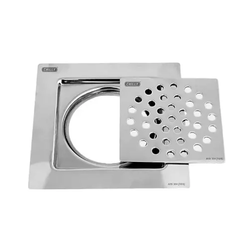 Chilly 152x152 mm Drainer/Jali Stainless Steel Matt Finish Silver, IK-SS-152