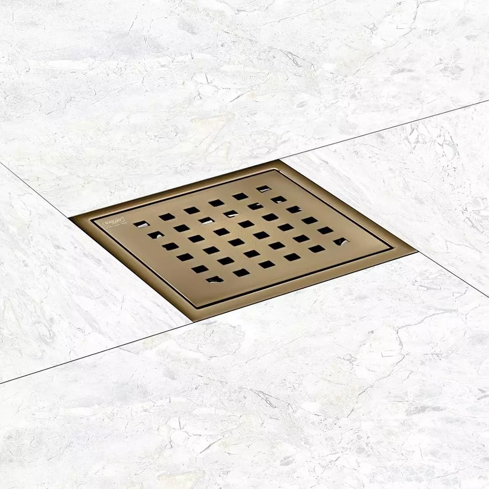 Sanjay Chilly Square Zoom Floor Drainer with Cockroach Trap Brushed Bronze 127 x 127 mm, SCCT-SZ-BB-127A