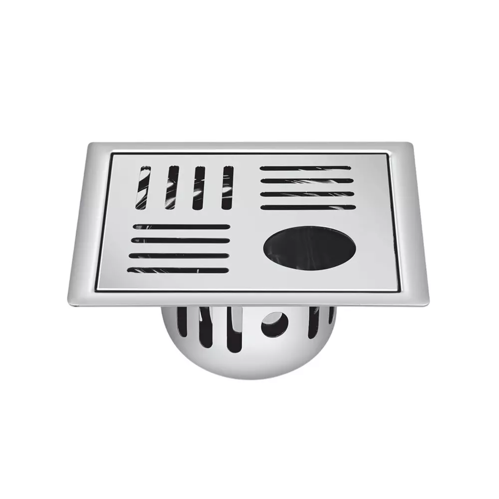 Sanjay Chilly Square Maze Gypsy Golden Floor Drainer with Cockroach Trap and Pipe Hole Silver 153 x 153 mm, ‎SCCT-SMG-GS-153