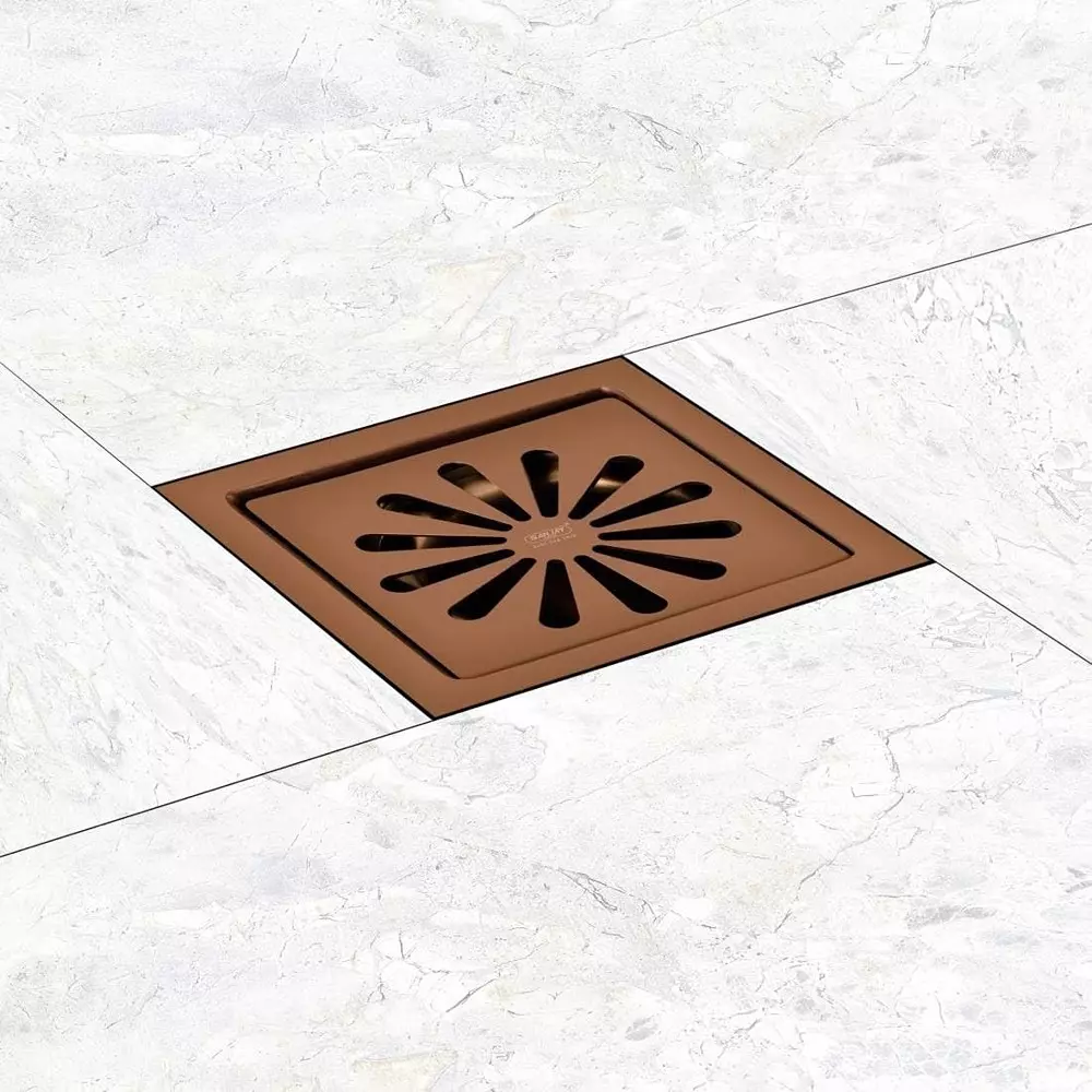 Sanjay Chilly Square Ezee Floor Drainer with Cockroach Trap Rose Gold 153 x 153 mm, SCCT-SE-RG-153