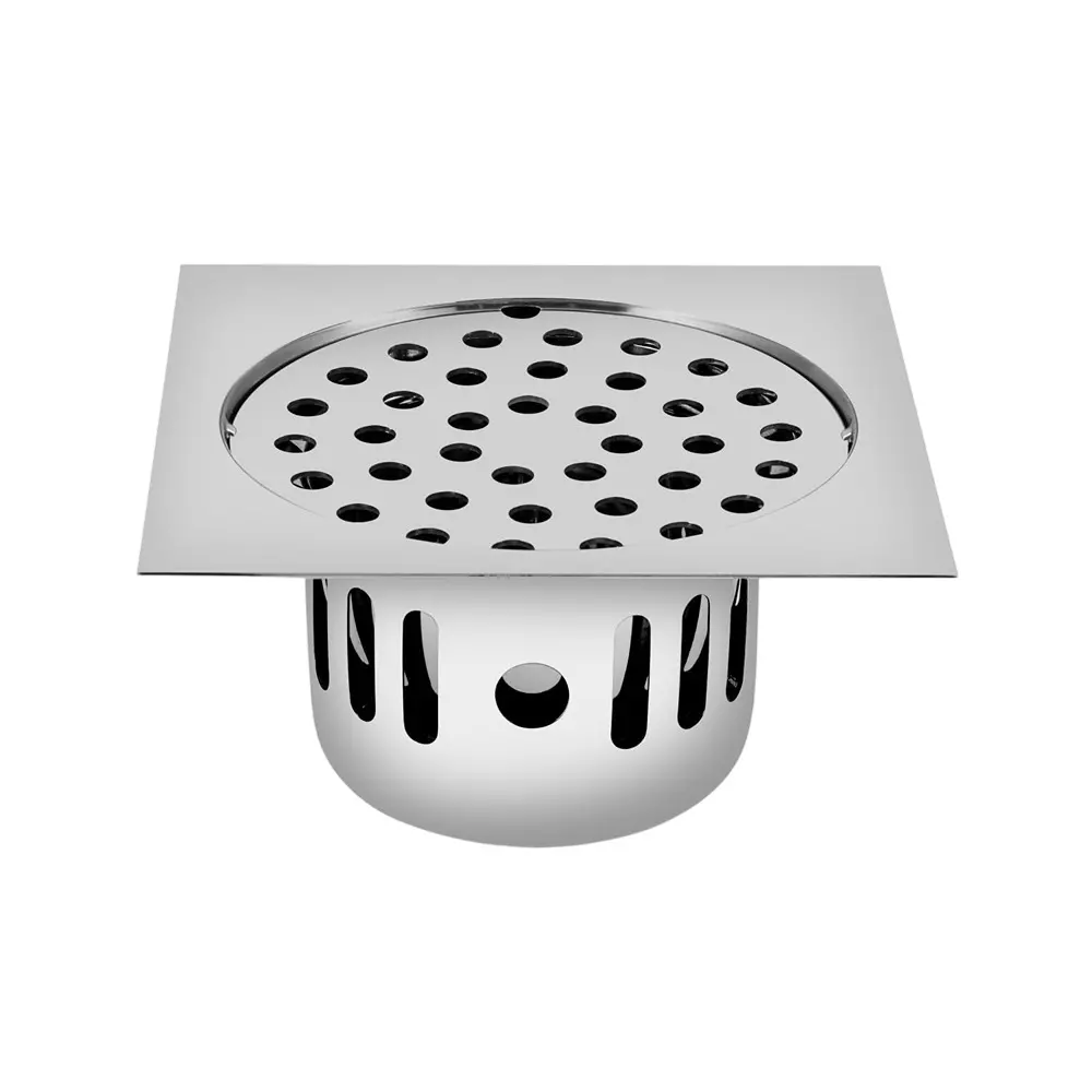 Sanjay Chilly Square Floor Drainer with Cockroach Trap Silver 153 x 153 mm, ‎SCCT-S-153