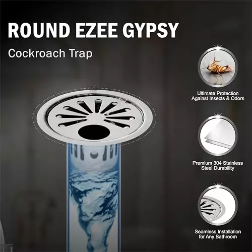 Sanjay Chilly Round Ezee Gypsy Floor Drainer with Cockroach Trap and Pipe Hole Sliver 127 mm, ‎SCCT-REG-127
