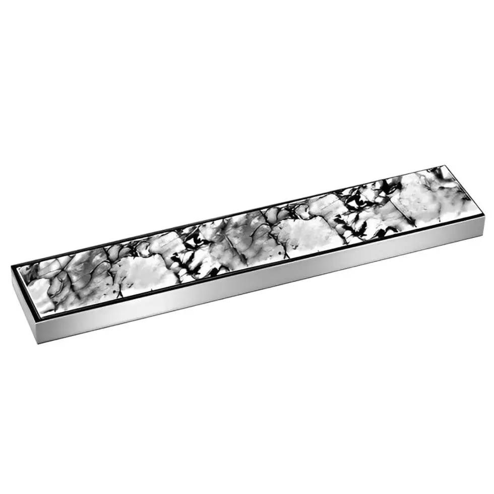 Sanjay Chilly Marble Shower Drain Channel Silver Center Hole, SCDTD-CH