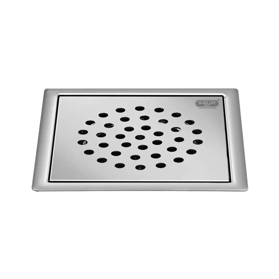 Sanjay Chilly Tof Square Floor Drainer Silver 153 x 153 mm, TOF-S-GS-153
