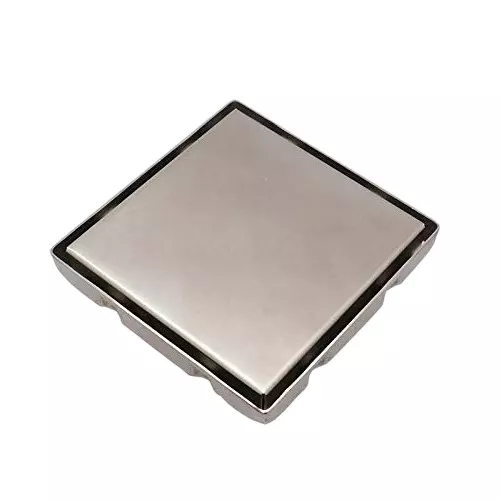Vida Bath Linear Floor Drain with PVC Anti Cockroach Trap SS 304 Stainless Steel 6 inch x 6 inch Size and 101.6 mm (4 Inch) Outlet Size