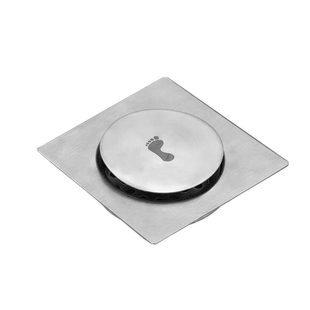 Aquai Pop Up Floor Trap Drain 125x125 mm Size Satin Silver Stainless Steel, BH-2103