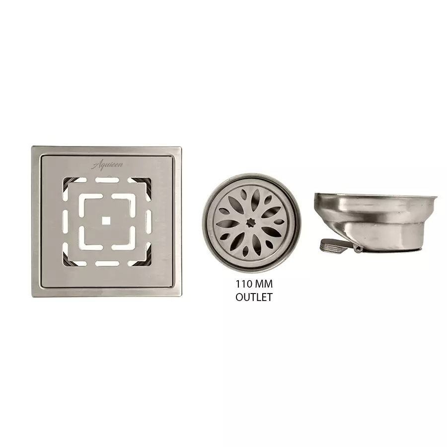 Aquieen 5x5 Inch Stainless Steel Silver with Cockroach Trap Bathroom Floor Water Drain Grating