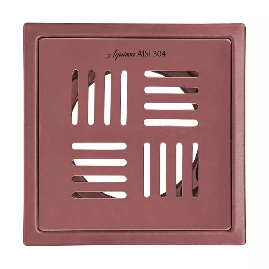Aquieen 6x6 inch Rose Gold Chrome Finish Floor Drain, AQN 480