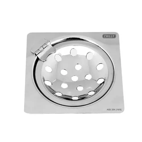 Chilly 90x90 mm Drainer/Jali Stainless Steel Matt Finish Silver, SK-SFCH-90