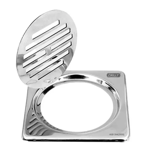 Chilly 129x129 mm Drainer/Jali Stainless Steel Matt Finish Silver, SK-SGCH-129