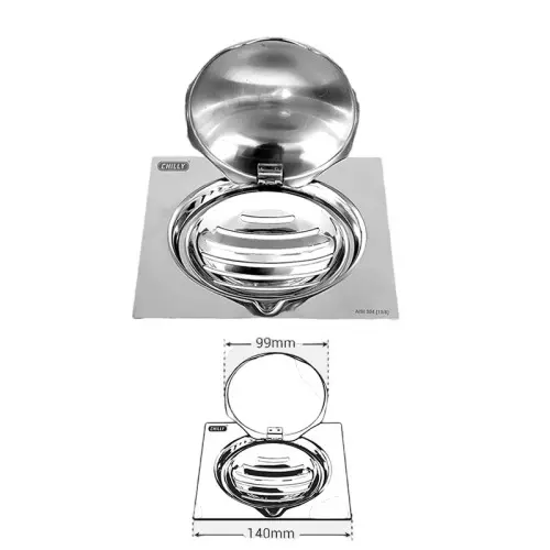 Chilly 140x140 mm Drainer/Jali Stainless Steel Matt Finish Silver, IK-LS-140