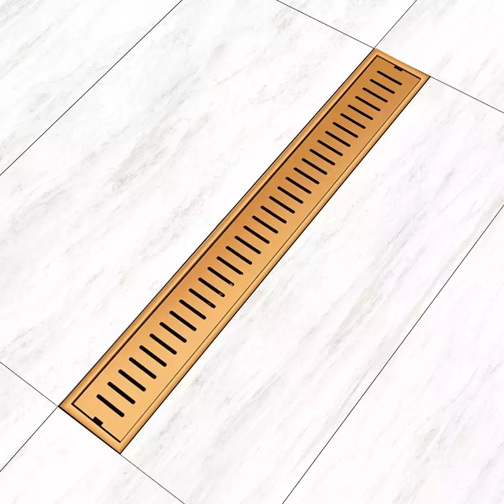 Sanjay Chilly Classic Shower Drain Channel Rose Gold 100x600 mm (‎4 x 24 inch), ‎SCDCRG-600