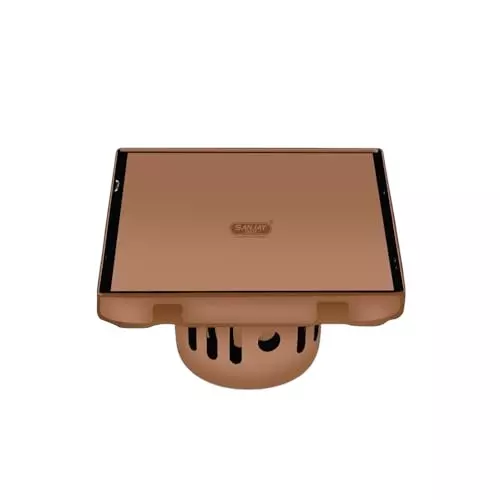 Sanjay Chilly Square Marble Floor Drainer with Cockroach Trap Gold 127 x 127 mm, ‎SCCT-STD-RG-125