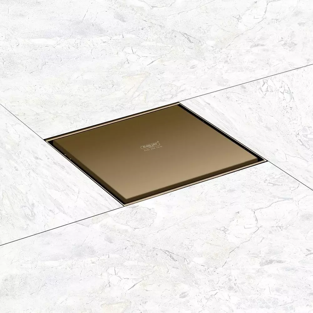 Sanjay Chilly Square Marble Floor Drainer with Cockroach Trap Brown 127 x 127 mm, ‎SCCT-STD-BB-125