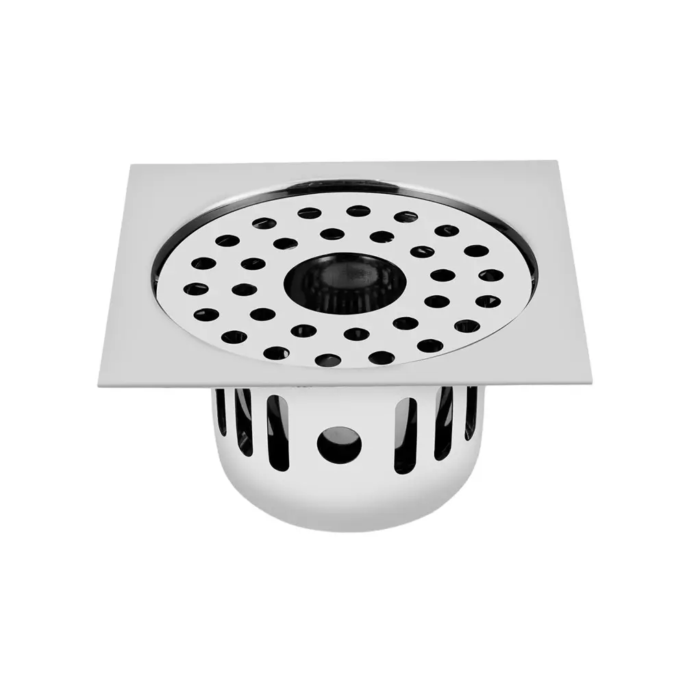 Sanjay Chilly Square Gypsy Floor Drainer with Cockroach Trap and Pipe Hole Silver 127 x 127 mm, ‎SCCT-SG-127