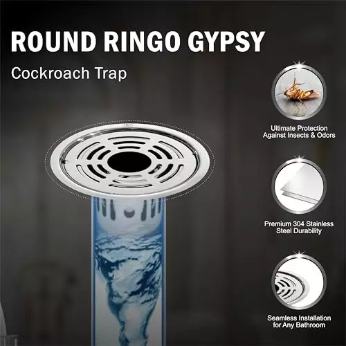 Sanjay Chilly Round Ringo Gypsy Floor Drainer with Cockroach Trap and Pipe Hole Sliver 101 mm, ‎SCCT-RRG-101