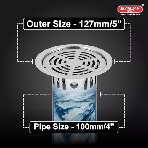 Sanjay Chilly Round Ringo Floor Drainer with Cockroach Trap Sliver 127 mm, ‎SCCT-RR-127