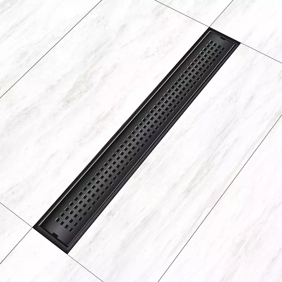 Sanjay Chilly Square Shower Drain Channel Ultra Black Side Hole 100 x 900 mm, SCDSQUB-900