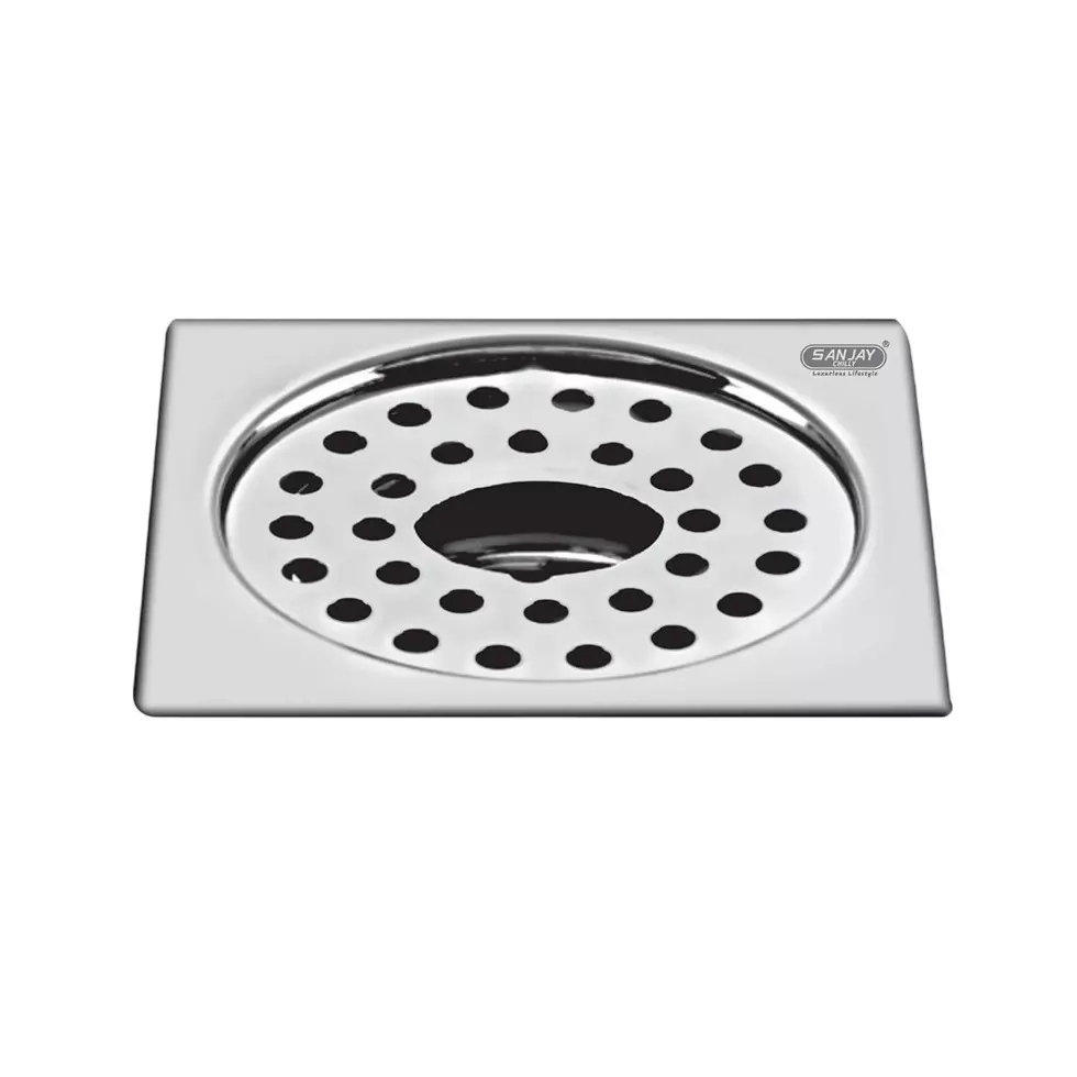 Sanjay Chilly Tof Square Gypsy Floor Drainer with Pipe Hole Silver 127 x 127 mm, TOF-SG-127