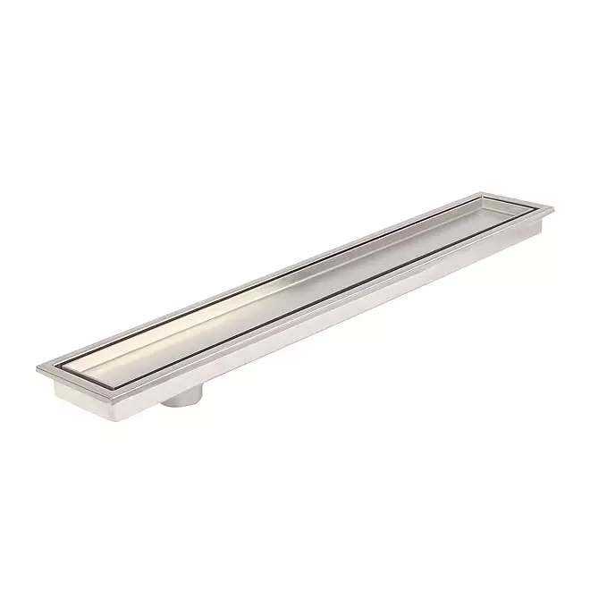 Vida Bath Linear Floor Drain with Tile Insert Grate Corner Outlet Stainless Steel Anti-Odor 300 mm (12 inch)