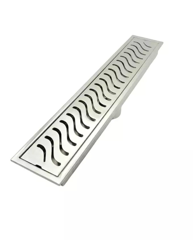 Vida Bath Ramada Kitchen Shower Channel Drain With Corner Outlet Stainless Steel Anti-Odor, Anti-Clog 300 mm (12 inch)