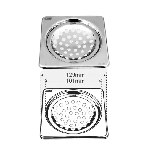 Chilly 129x129 mm Drainer/Jali Stainless Steel Glossy Finish Silver, SK-S-129