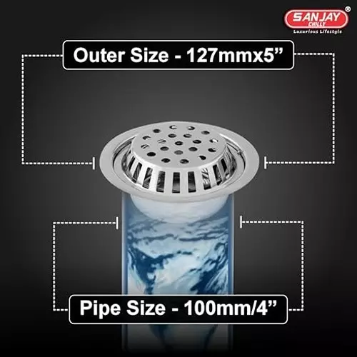 Sanjay Chilly Roof Drainer Silver 127 mm (5 inch), RD-R-127