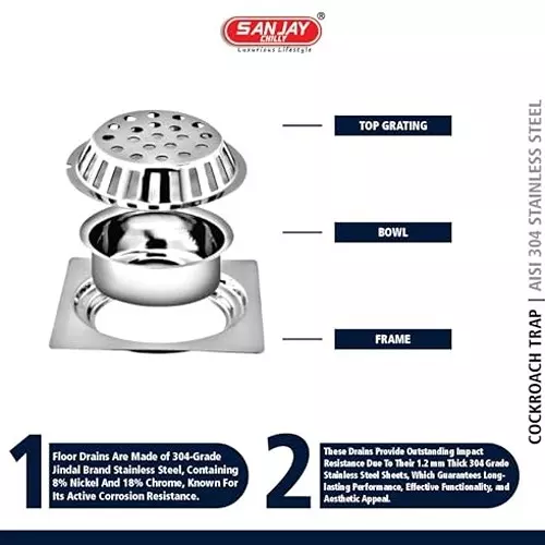 Sanjay Chilly Roof Drainer Silver 127 mm (5 inch), RD-R-127