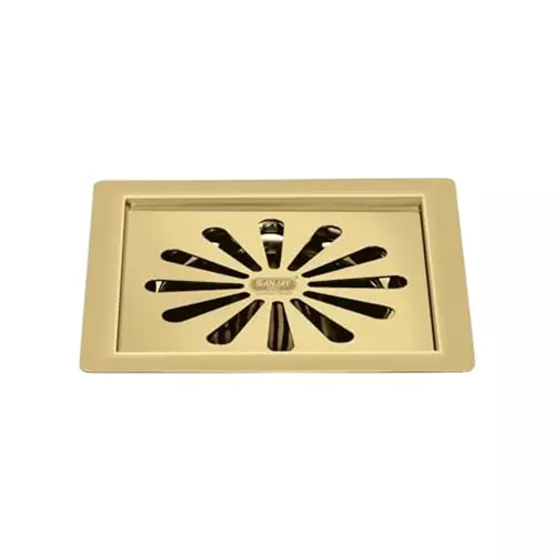 Sanjay Chilly Tof Square Ezee Floor Drainer Gold 127 x 127 mm, TOF-SE-FG-127