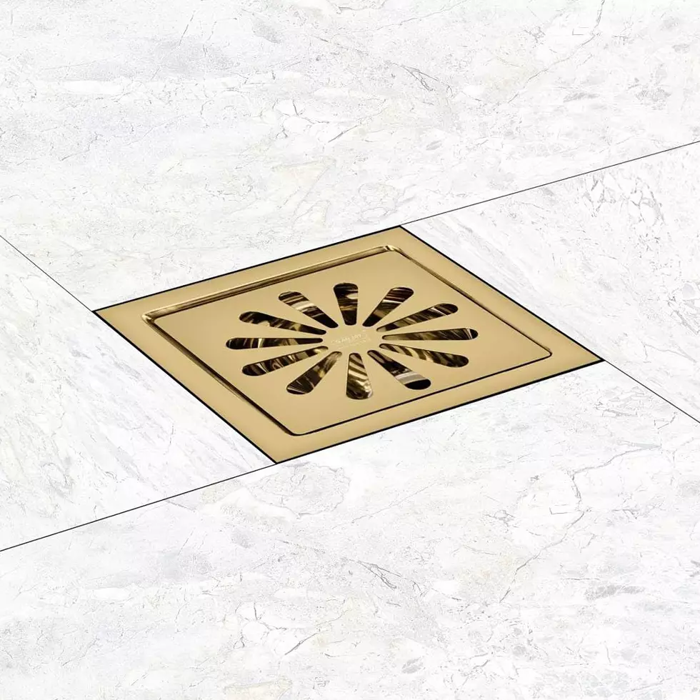 Sanjay Chilly Tof Square Ezee Floor Drainer Gold 127 x 127 mm, TOF-SE-FG-127