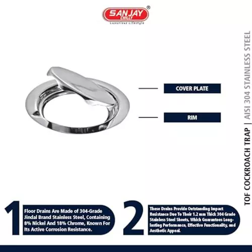 Sanjay Chilly Tof Round Lifestyle Floor Drainer Silver 138 mm, TOF-R-LS-138