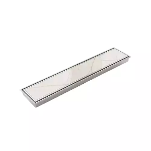 Vida Bath Abbey Tile Insert Channel Drain With Corner Outlet SS 304 Grade Stainless Steel (600 mm) 24 inch Size