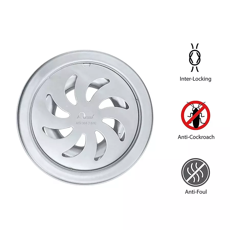 Aquieen 5x5 Inch Round With Cockroach Tra Chrome Finish Shower Water Drainer Floor Bathroom Grating