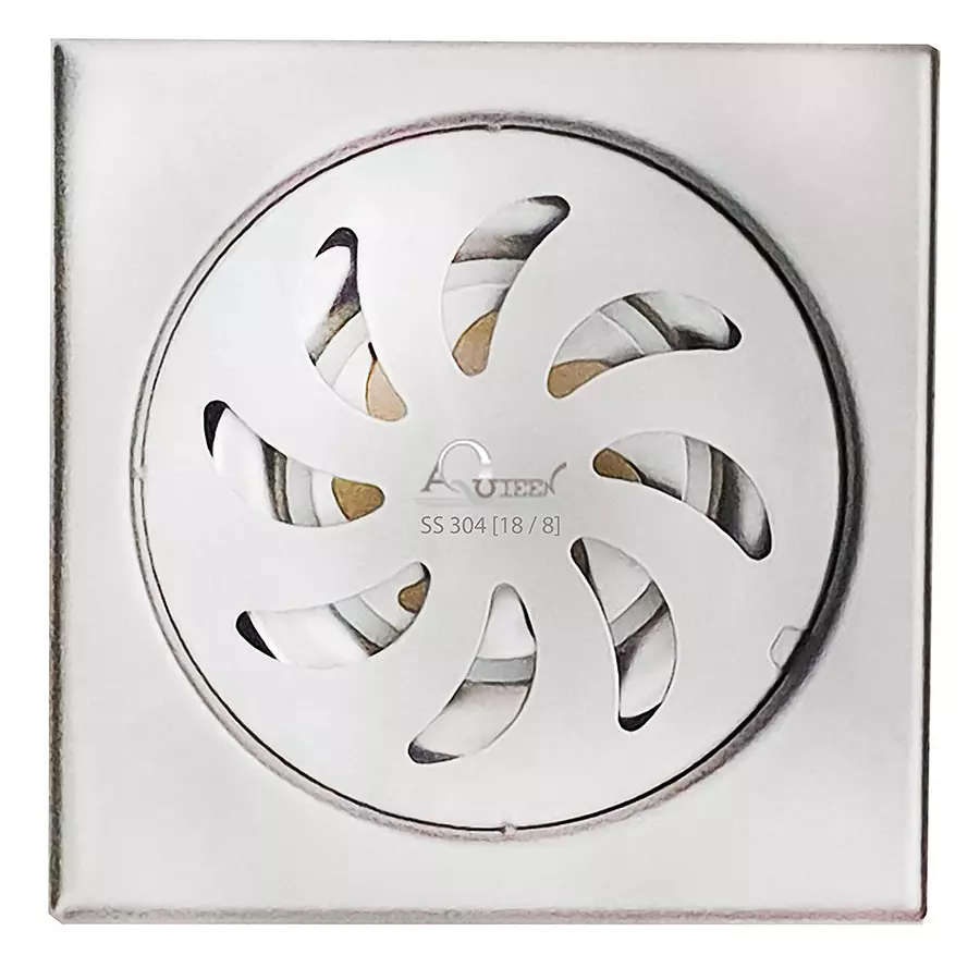 Buy Aquieen SS 304 5x5 Inch Stainless Steel Silver With Cockroach Trap Chrome Finish Floor Water Drain Grating from Industrybuying.com