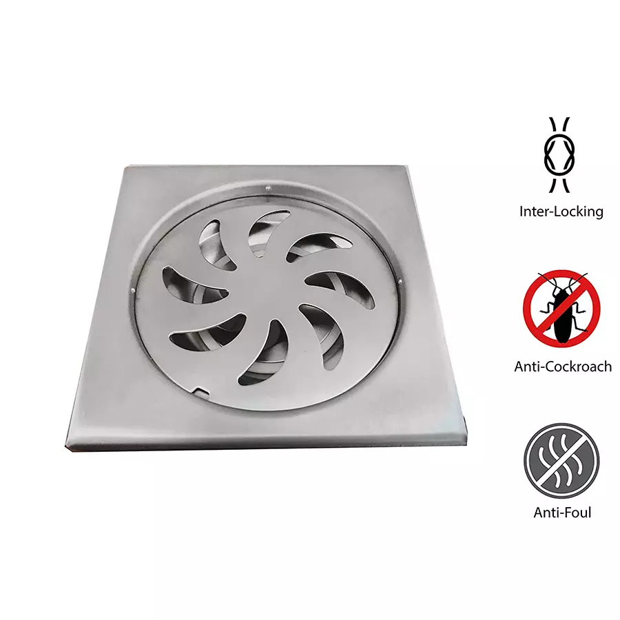 Aquieen 5x5 Inch Stainless Steel Silver With Cockroach Trap Floor Water Drain Grating