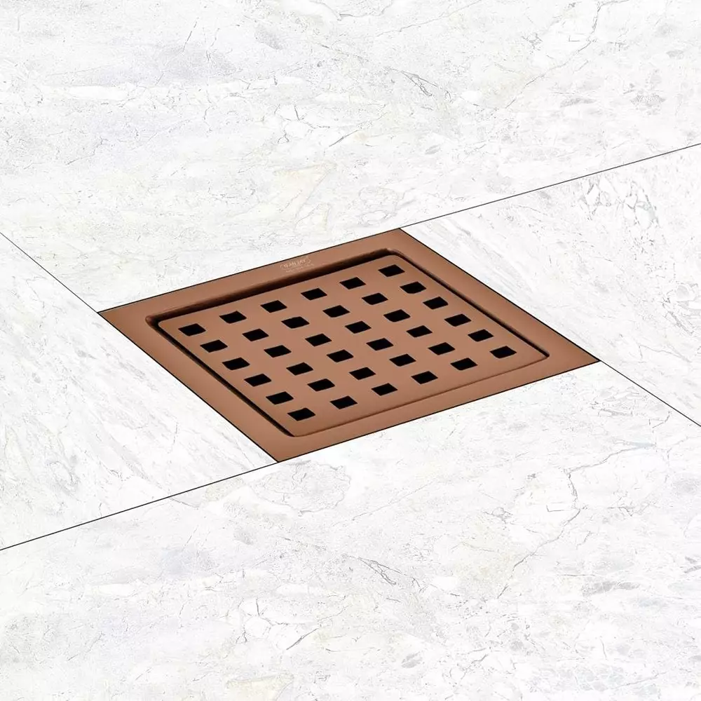 Sanjay Chilly Square Zoom Floor Drainer with Cockroach Trap Rose Gold 127 x 127 mm, SCCT-SZ-RG-127