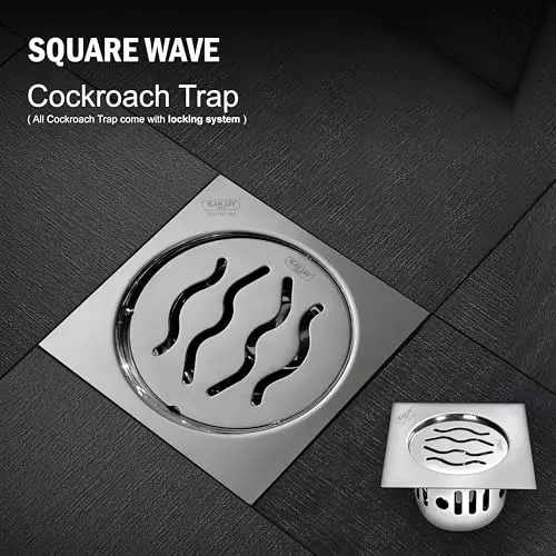 Sanjay Chilly Square Wave Floor Drainer with Cockroach Trap Sliver 127 x 127 mm, ‎SCCT-SW-127