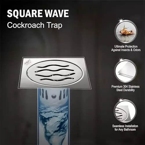 Sanjay Chilly Square Wave Floor Drainer with Cockroach Trap Sliver 127 x 127 mm, ‎SCCT-SW-127
