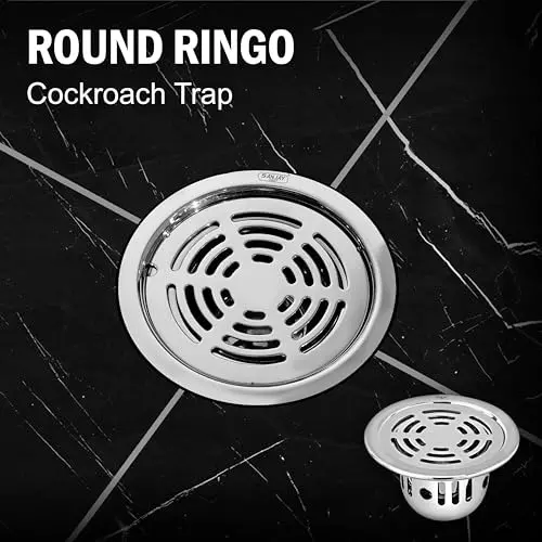 Sanjay Chilly Round Ringo Floor Drainer with Cockroach Trap Sliver 101 mm, ‎SCCT-RR-101