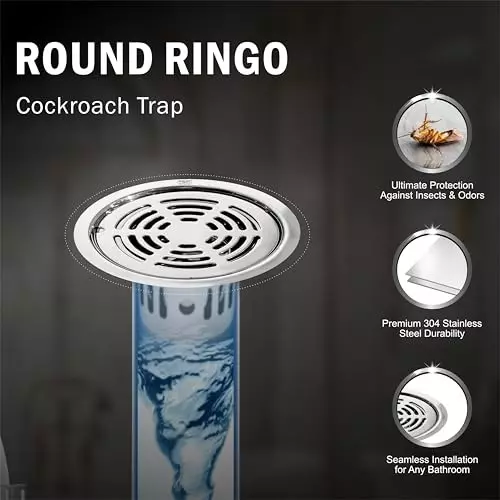 Sanjay Chilly Round Ringo Floor Drainer with Cockroach Trap Sliver 101 mm, ‎SCCT-RR-101