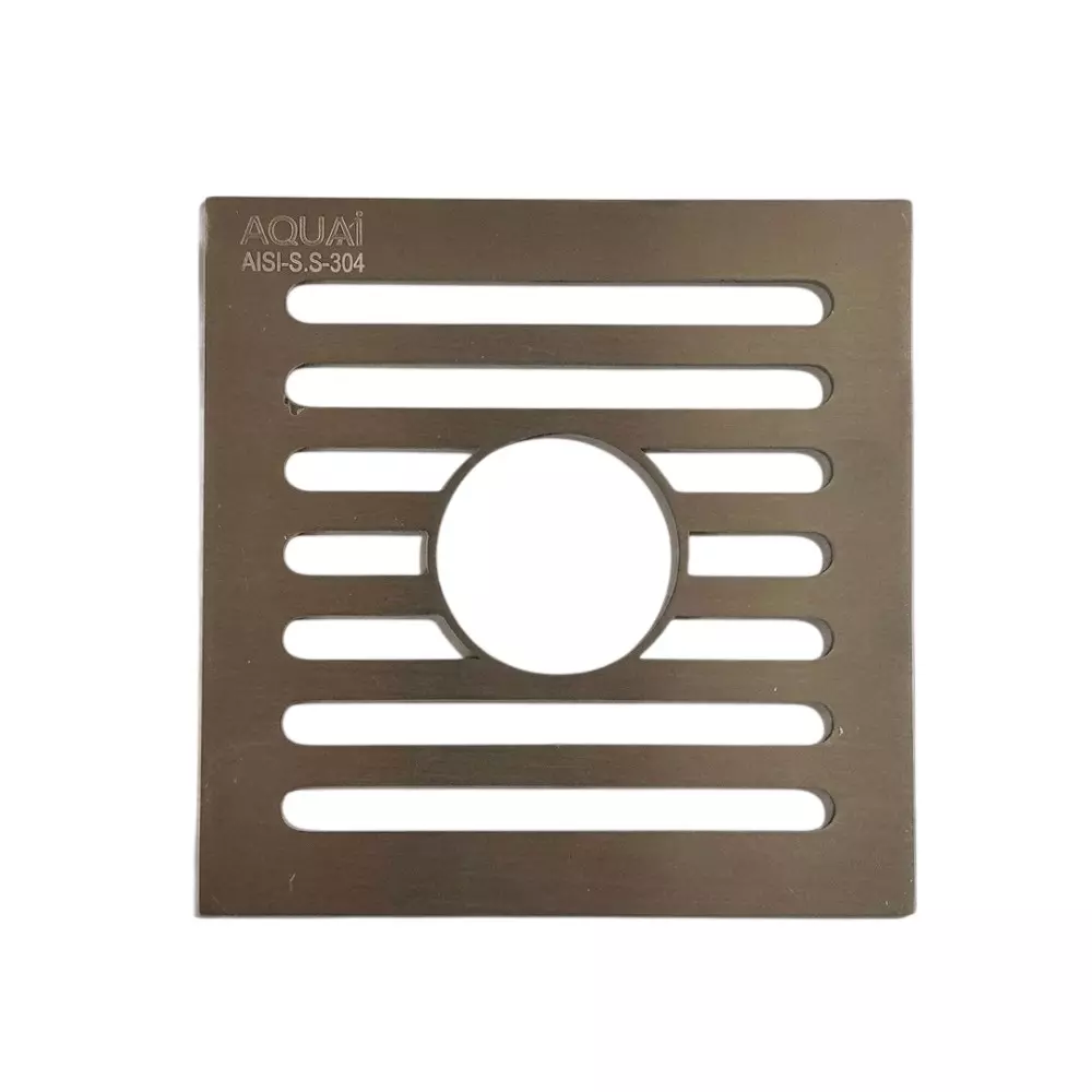 Aquai Heavy Floor Trap Drain with Hole Square Shape Line Design 150x150 mm Size Grey Stainless Steel, BH-2105D-WH