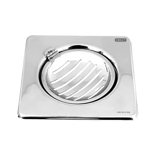 Chilly 129x129 mm Drainer/Jali Stainless Steel Glossy Finish Silver, SK-SCH-129
