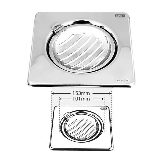 Chilly 129x129 mm Drainer/Jali Stainless Steel Glossy Finish Silver, SK-SCH-129