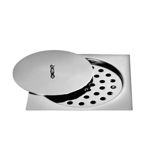 Sanjay Chilly Square Floor Drain Cover Jali With Lid Silver 152.4 x 152.4 mm (6x6 inch), IK-S-153