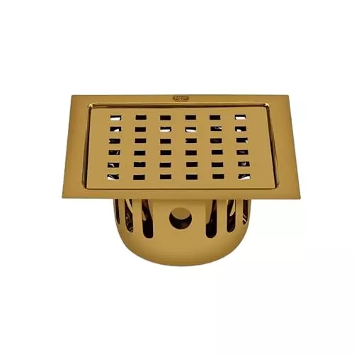 Sanjay Chilly Square Zoom German Floor Drainer with Cockroach Trap Pure Gold 127 x 127 mm, SCCT-SZ-PG-127