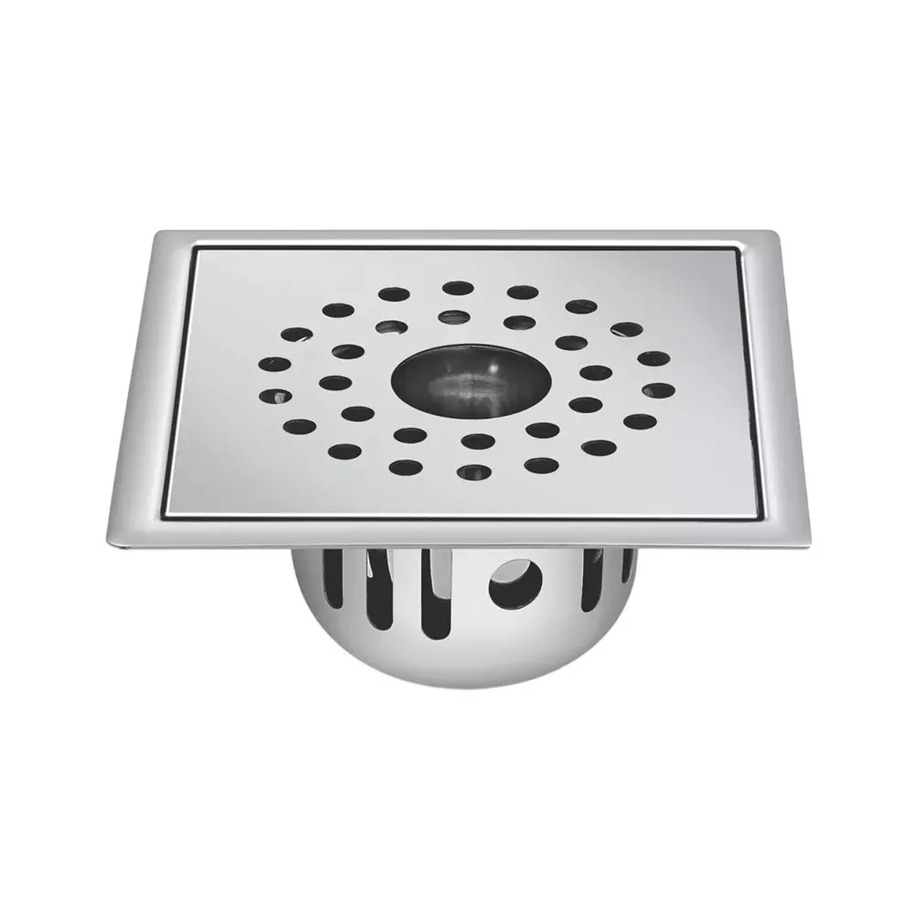 Sanjay Chilly Square Gypsy Golden Floor Drainer with Cockroach Trap and Pipe Hole Silver 127 x 127 mm, ‎SCCT-SG-GS-127