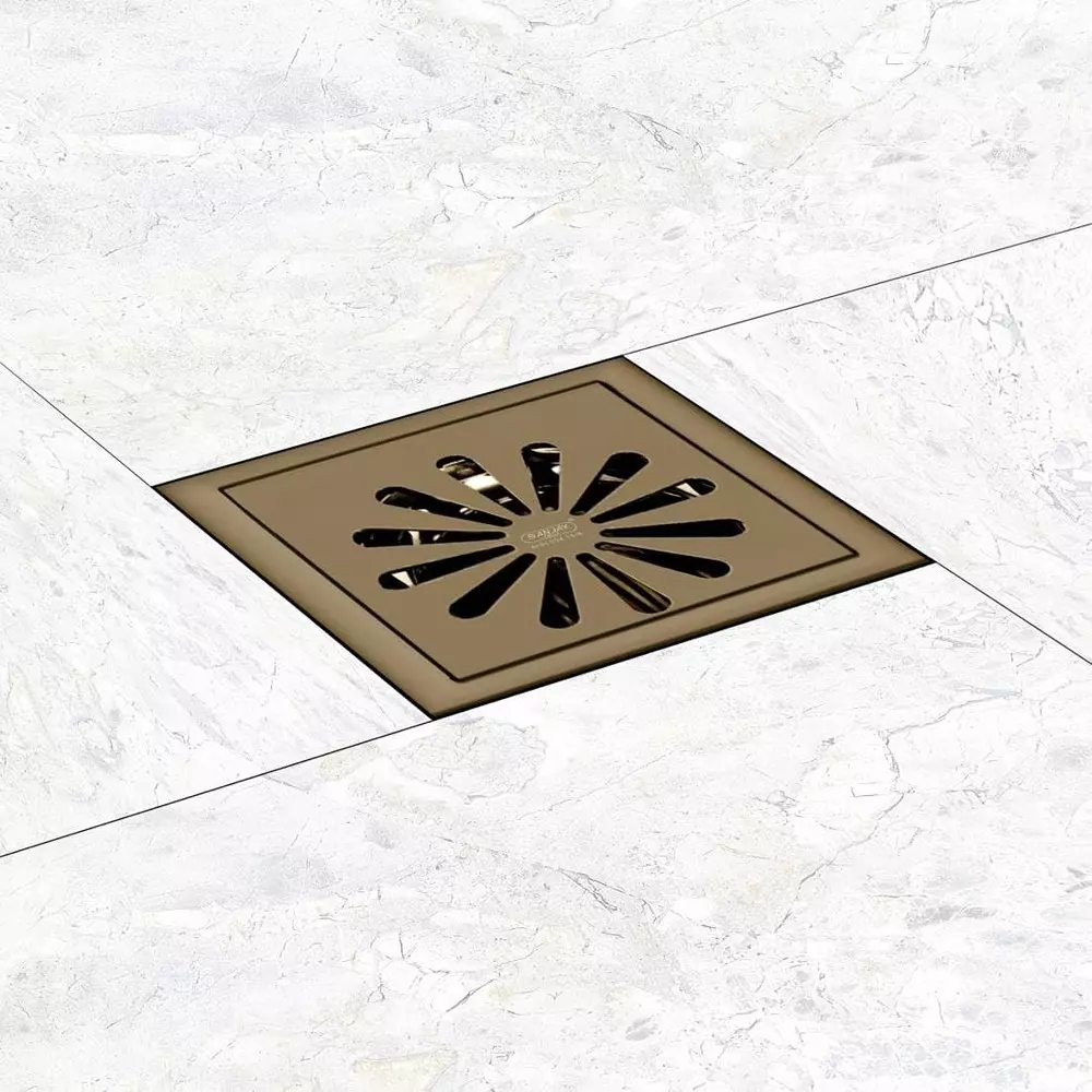 Sanjay Chilly Square Ezee Floor Drainer with Cockroach Trap Brown 127 x 127 mm, SCCT-SE-BB-127