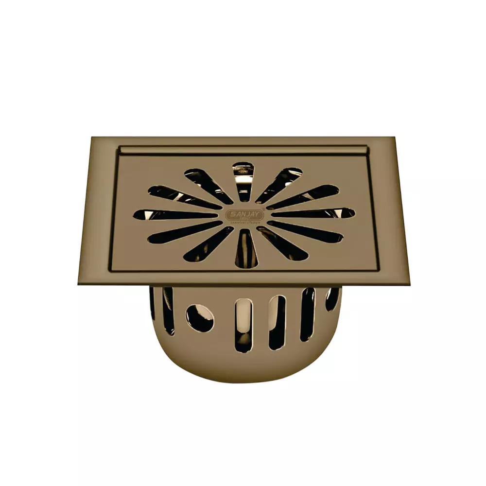 Sanjay Chilly Square Ezee Floor Drainer with Cockroach Trap Brown 127 x 127 mm, SCCT-SE-BB-127
